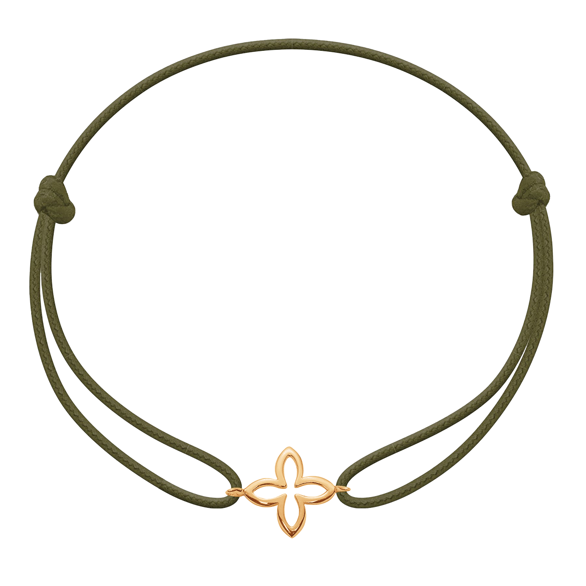 Schnurarmband mit Lilie offen gearbeitet aus 585er Gold - Vorderansicht