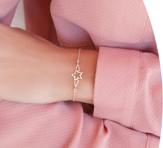 Lilou Armband mit Stern und Flügel, vergoldet, durchbrochen, Variante 1