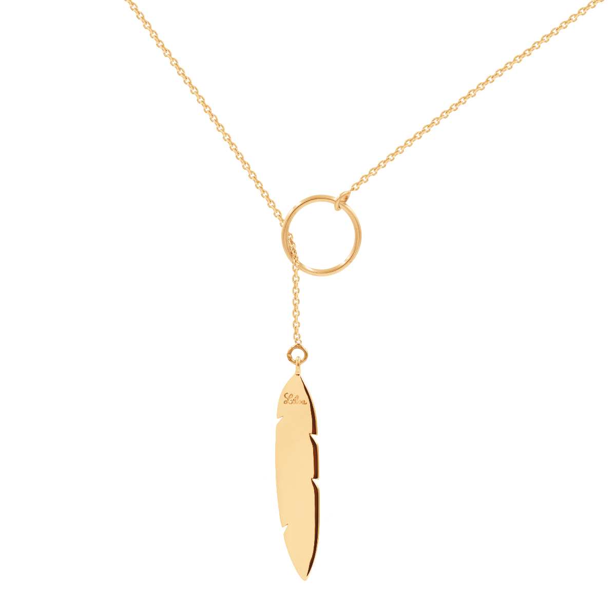 Lilou Halskette mit Federanhänger aus 585er Gelbgold, Variante 4