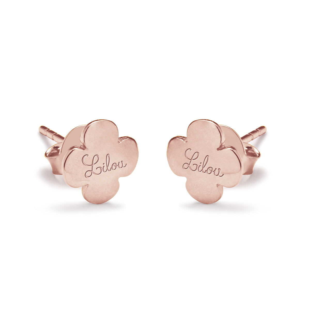 Ohrstecker Rundes Kleeblatt Lilou-Logo rosévergoldet - Vorderansicht