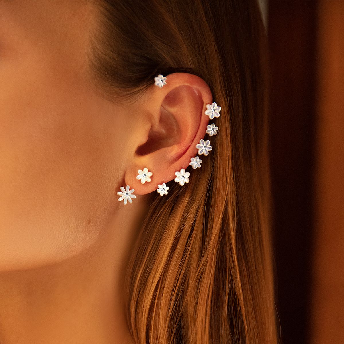 Ear Cuff Flowers mit Perlmutt