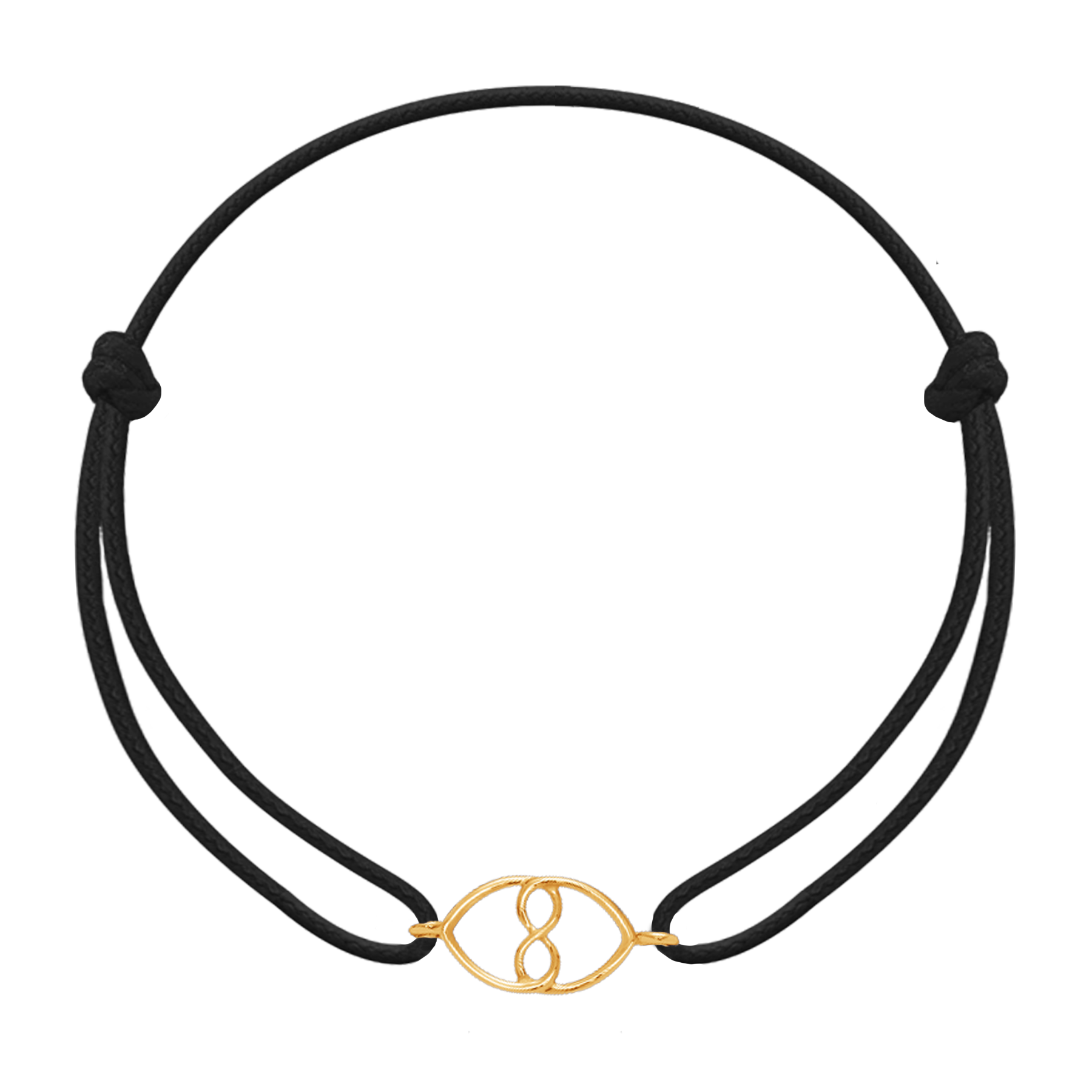 Schnurarmband von Lilou mit Herz- und Unendlichkeitsanhänger, vergoldet, schwarzes Band