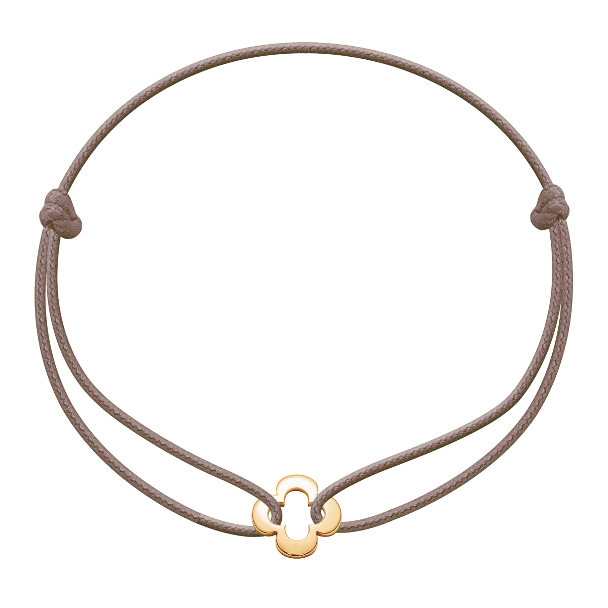 Schnurarmband mit Kleeblatt offen gearbeitet aus 585er Gold - Vorderansicht