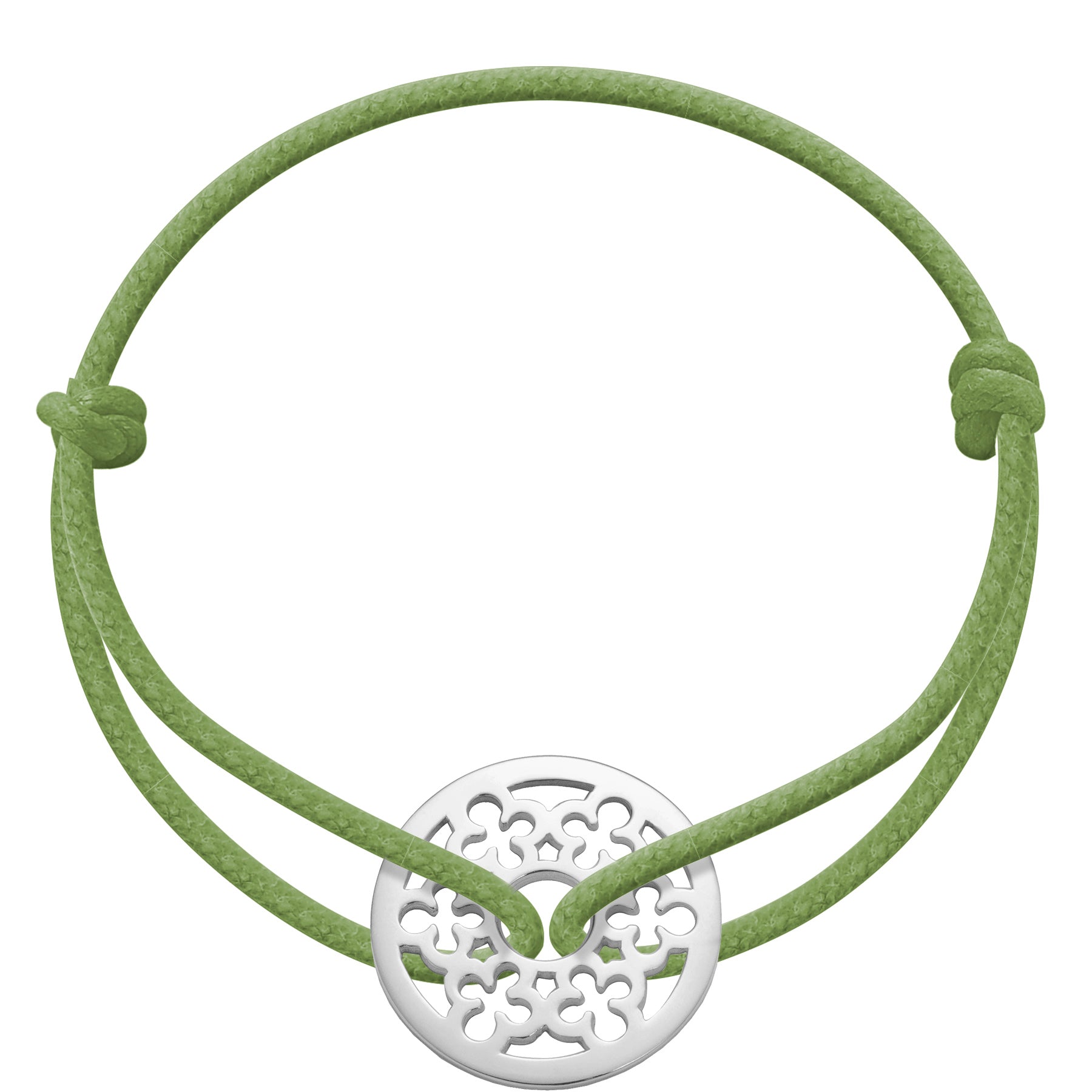 Schnurarmband mit Plättchen mit Kleeblättern - Detailansicht