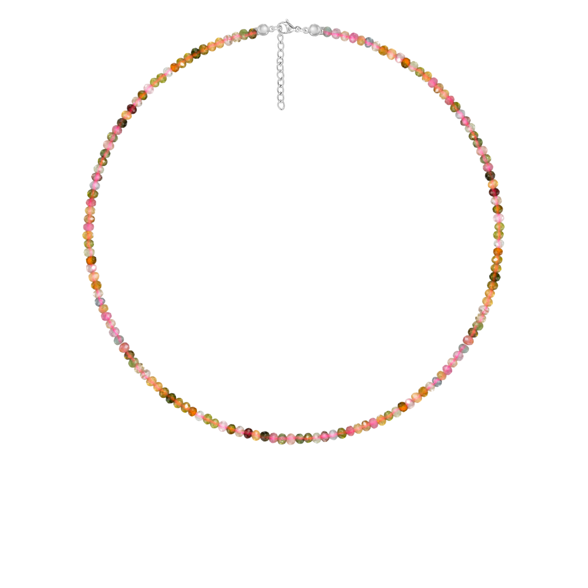 Halskette aus Turmalin Steinen, versilbert - Vorderansicht