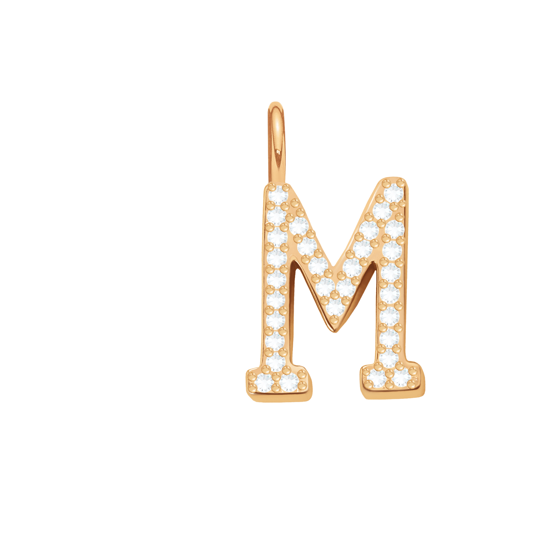 Buchstabe M mit Zirkonia - Vorderansicht