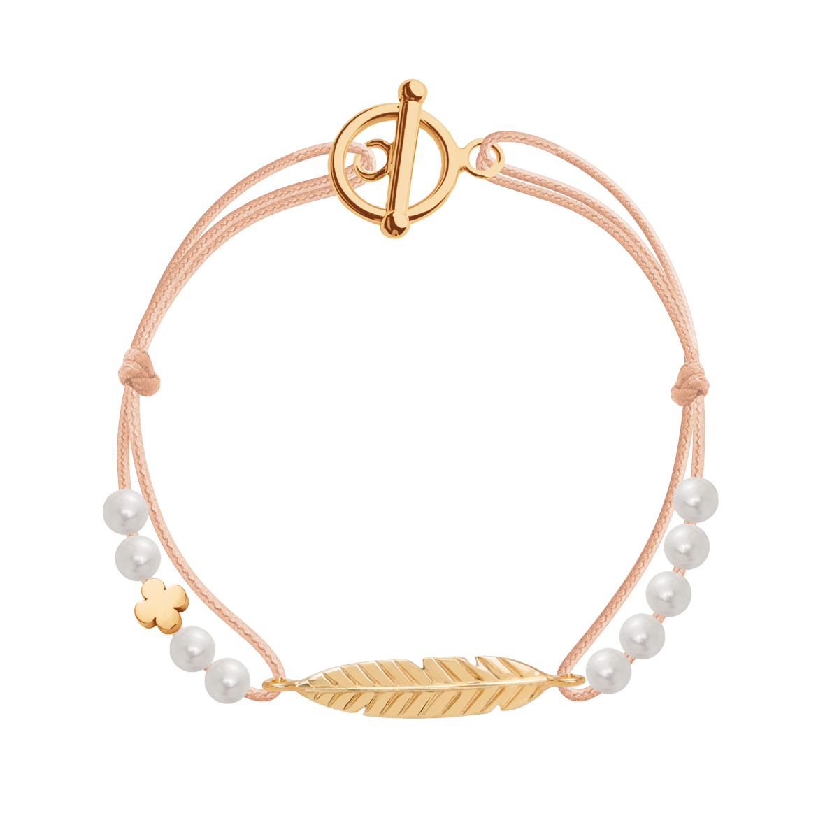 Martha Etincelle Armband auf einer dünnen hellrosa Schnur
