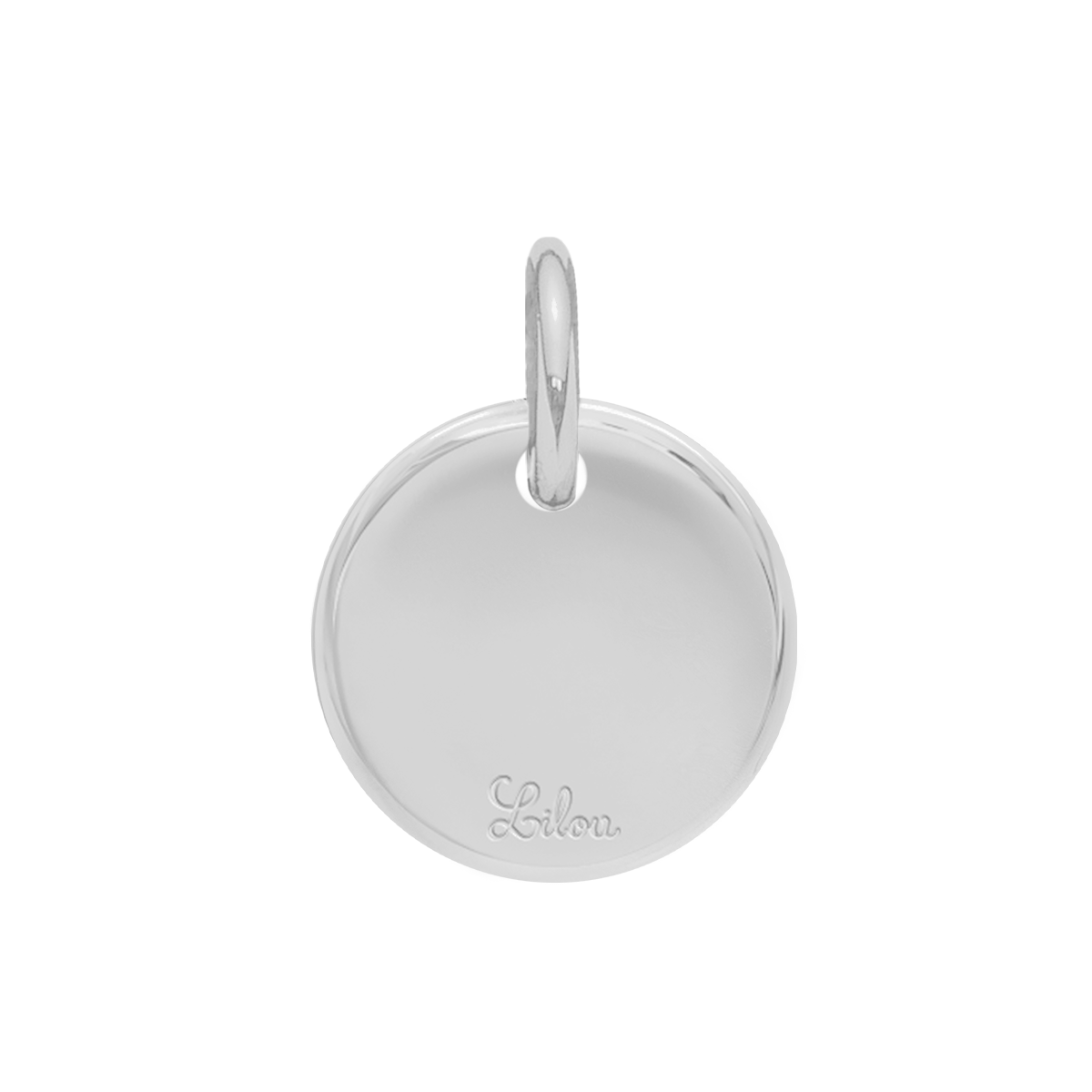 Anhänger Medaillon 1 cm versilbert, einseitig rosafarben emailliert - Detailansicht