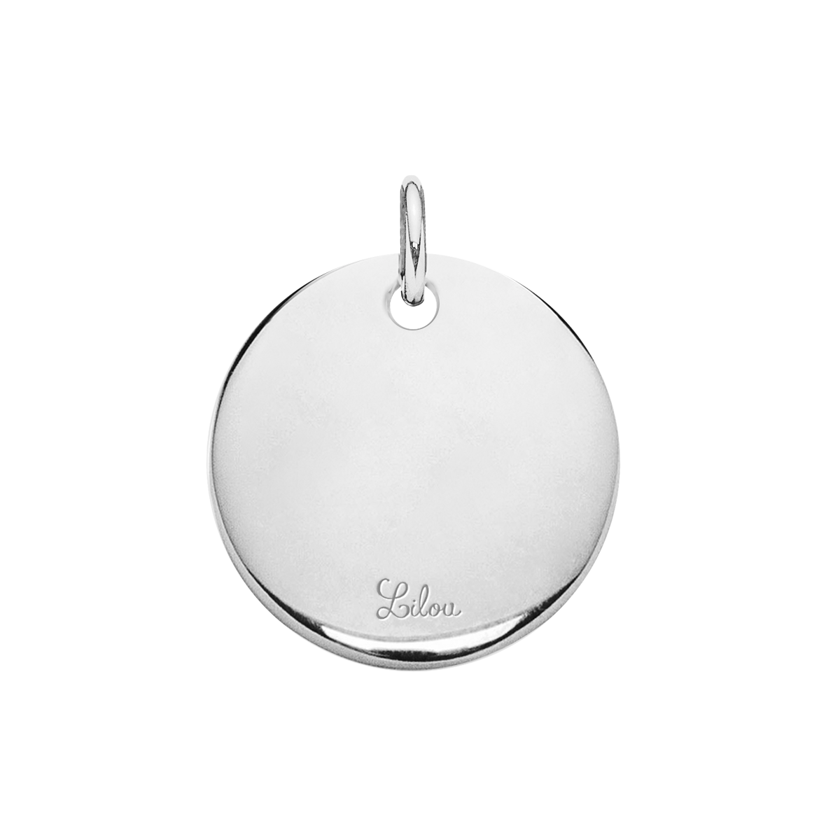 Medaillon mit schwarzen Zirkonen 1,5 cm, versilbert - Detailansicht