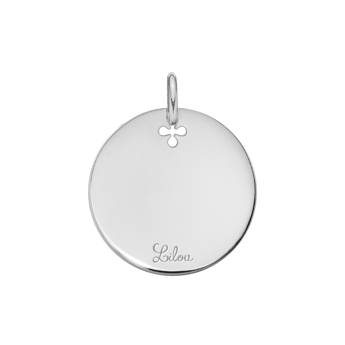 Medaillon mit weißen Zirkonen 2 cm, versilbert - Detailansicht