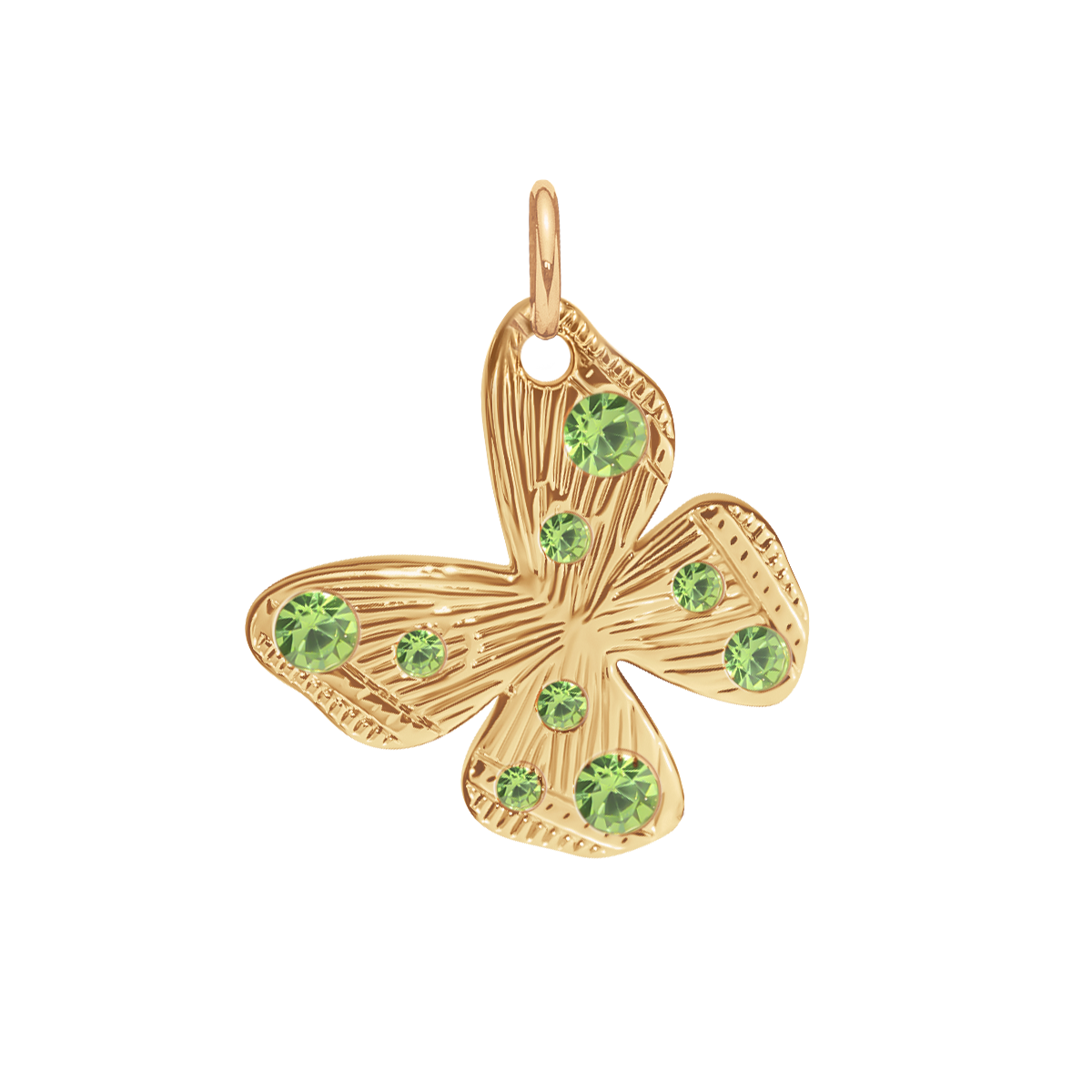 Anhänger Papillon 1,5 cm mit grünen Kristallen