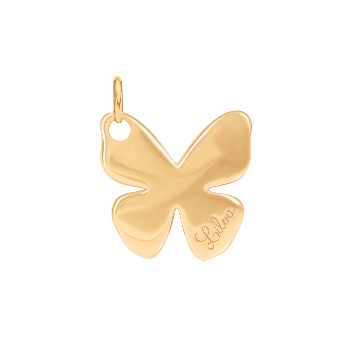 Halskette Papillon 1,5 cm mit grünen Kristallen, vergoldet - Trägeransicht