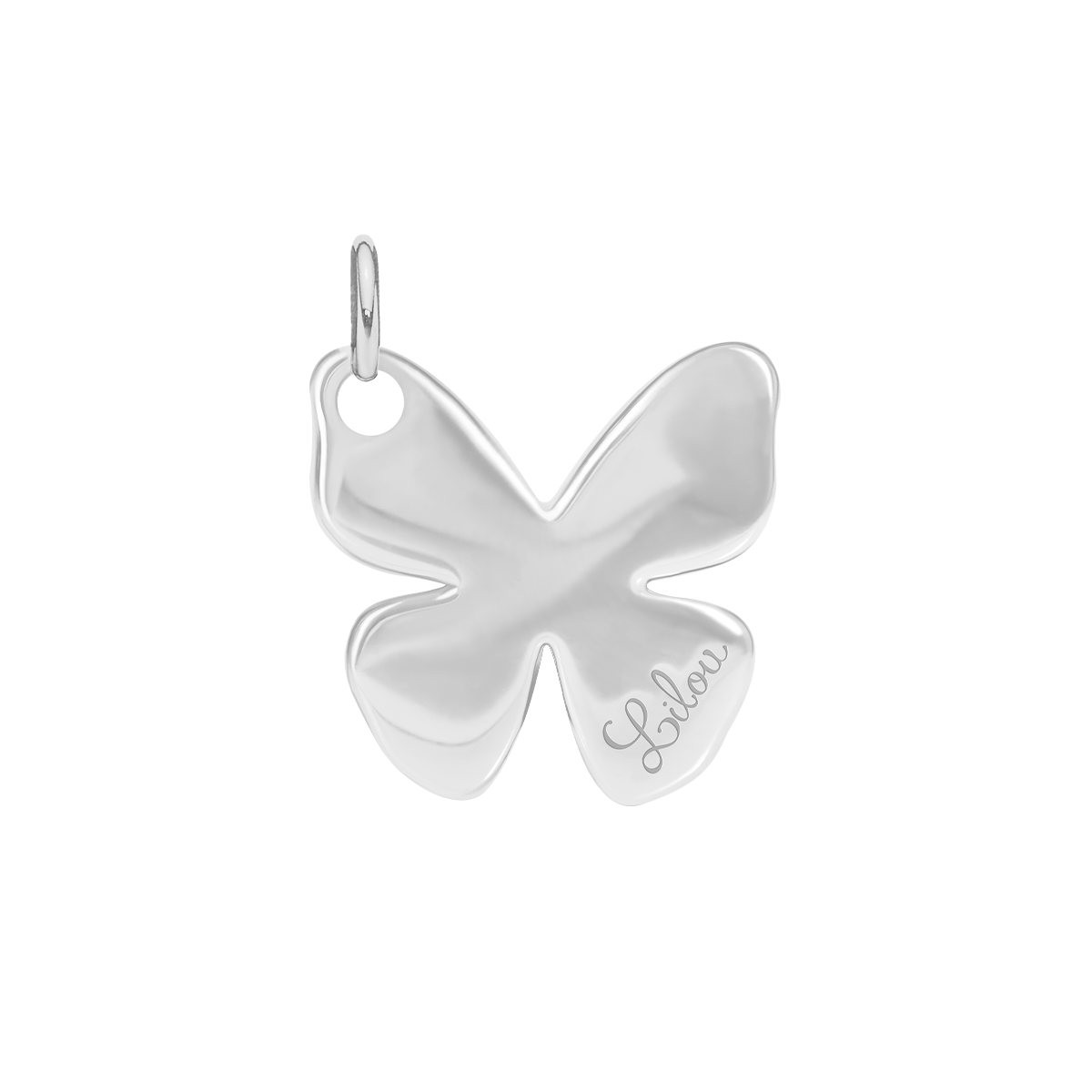 Schmetterlingsanhänger, 1,5 cm, silberfarben, Rückansicht