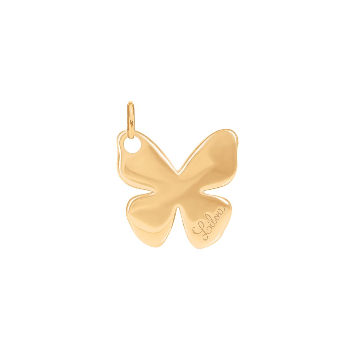 Halskette Papillon 1 cm mit grünen Kristallen, vergoldet - Trägeransicht