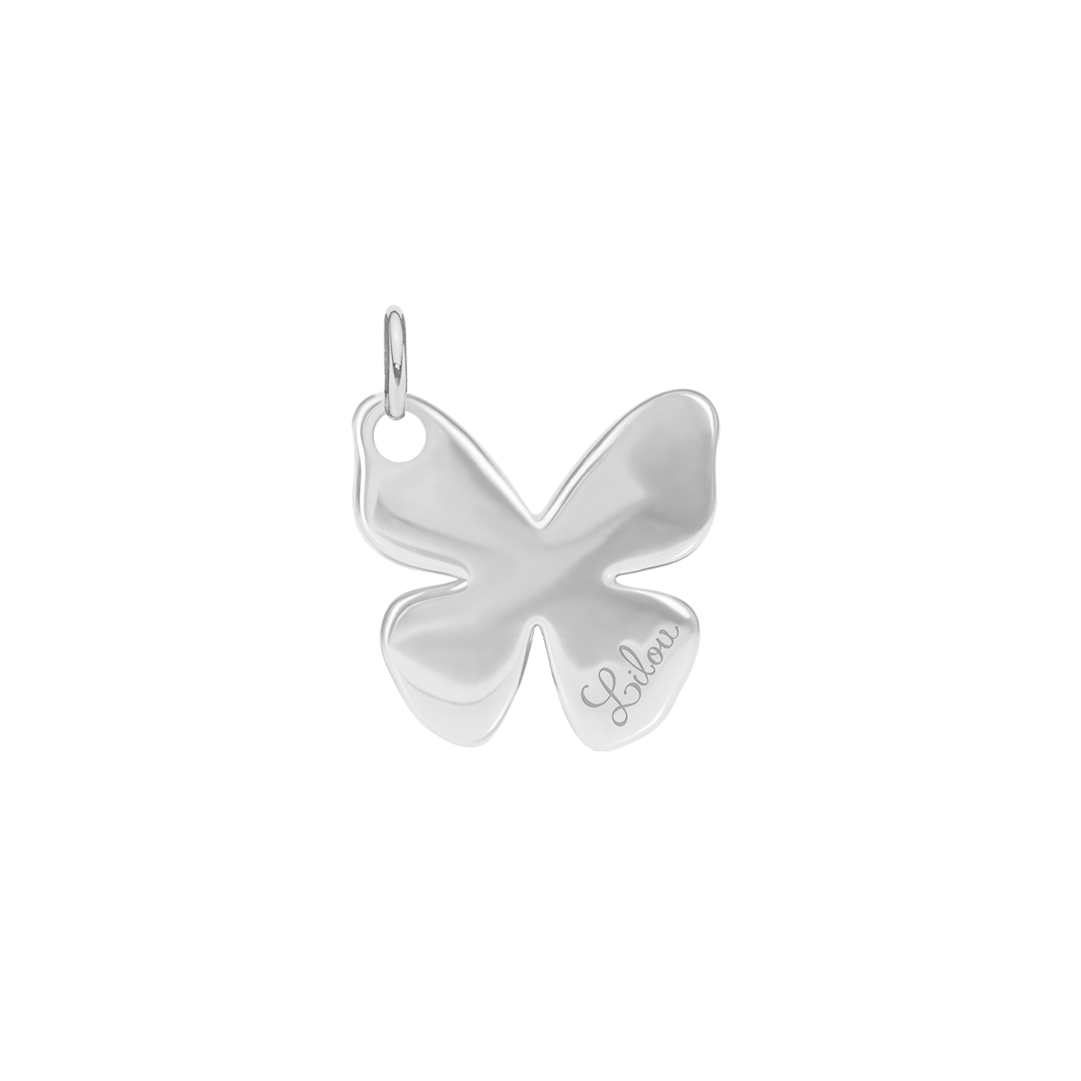 Halskette Papillon 1 cm mit pastellgrünen Kristallen, versilbert - Trägeransicht