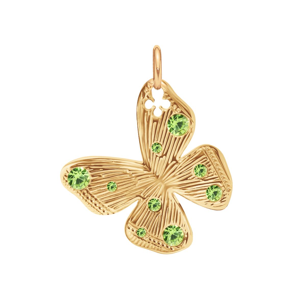 Anhänger Papillon 2 cm mit grünen Kristallen