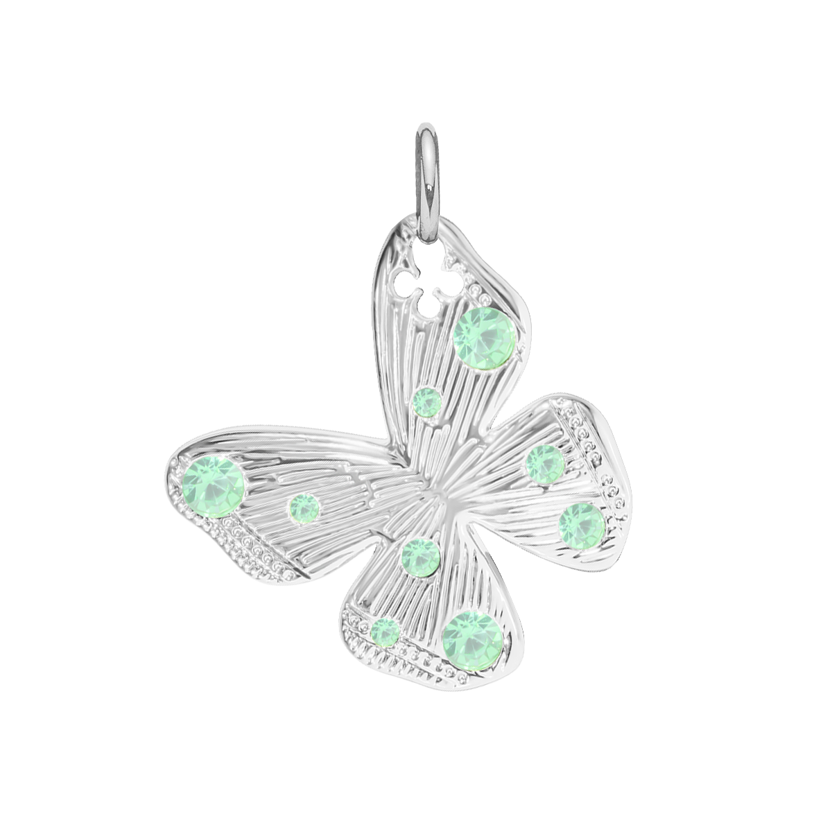 Anhänger Papillon 2 cm mit grünen Kristallen