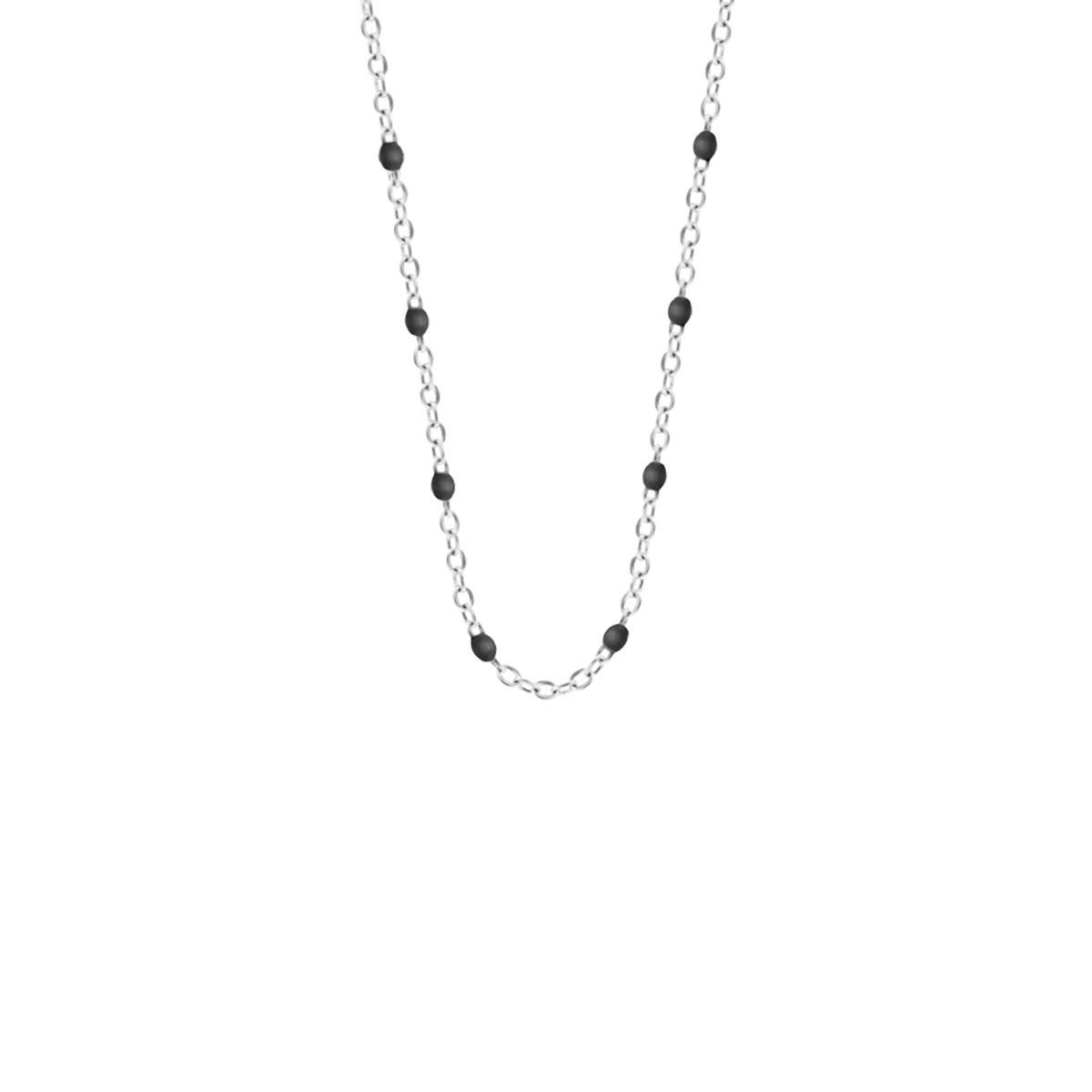 Halskette mit schwarzfarbener Emaille 42cm, versilbert - Vorderansicht