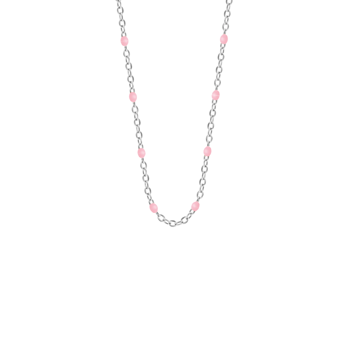 Halskette, 42,5 cm, roséfarbene Emaille, versilbert