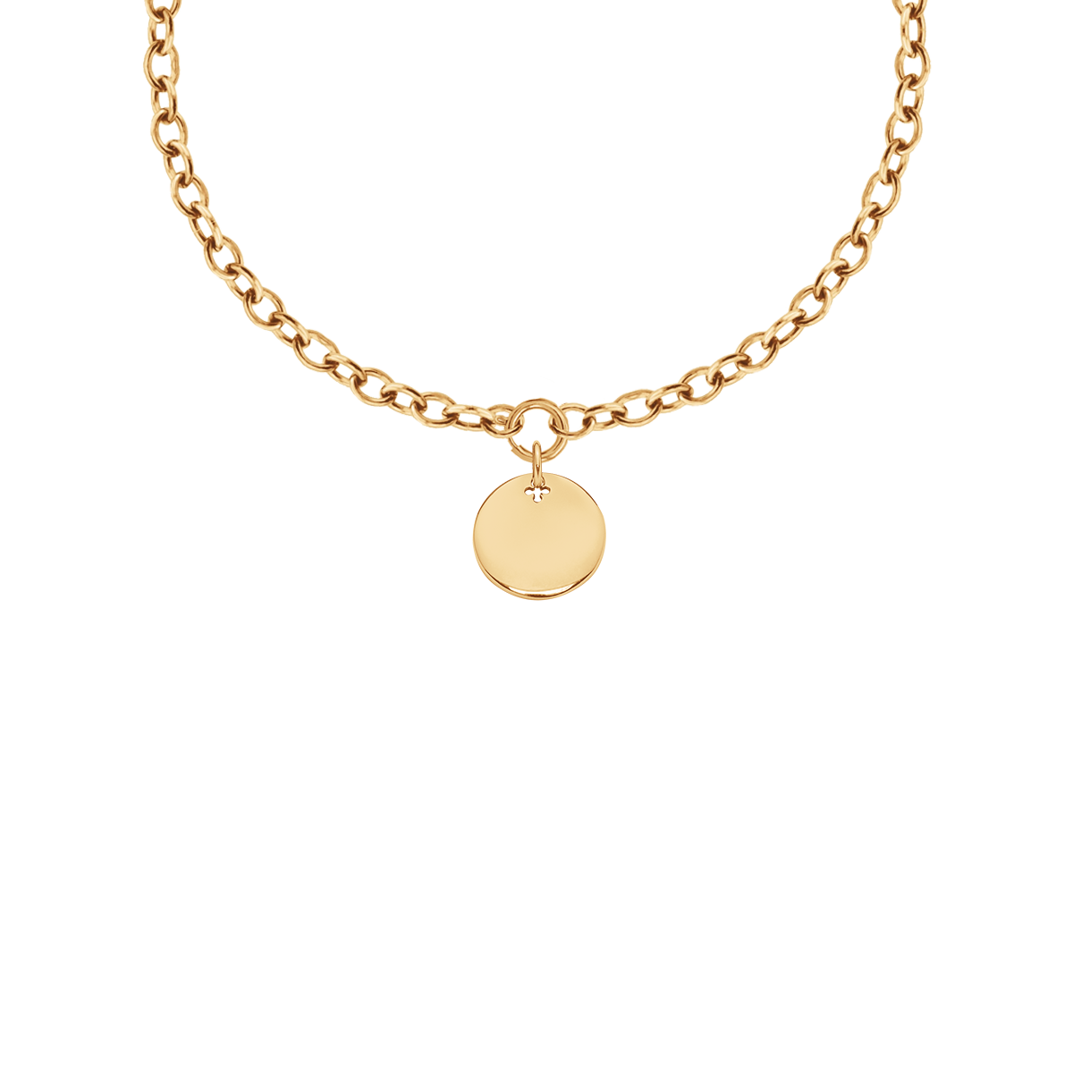 Halskette No.1 mit 2 cm Medaillon vergoldet - Vorderansicht
