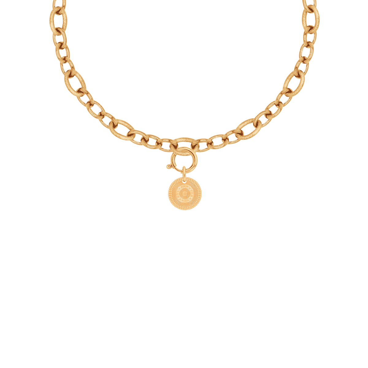Halskette No.3 mit vergoldetem Münzanhänger Boho II - Vorderansicht