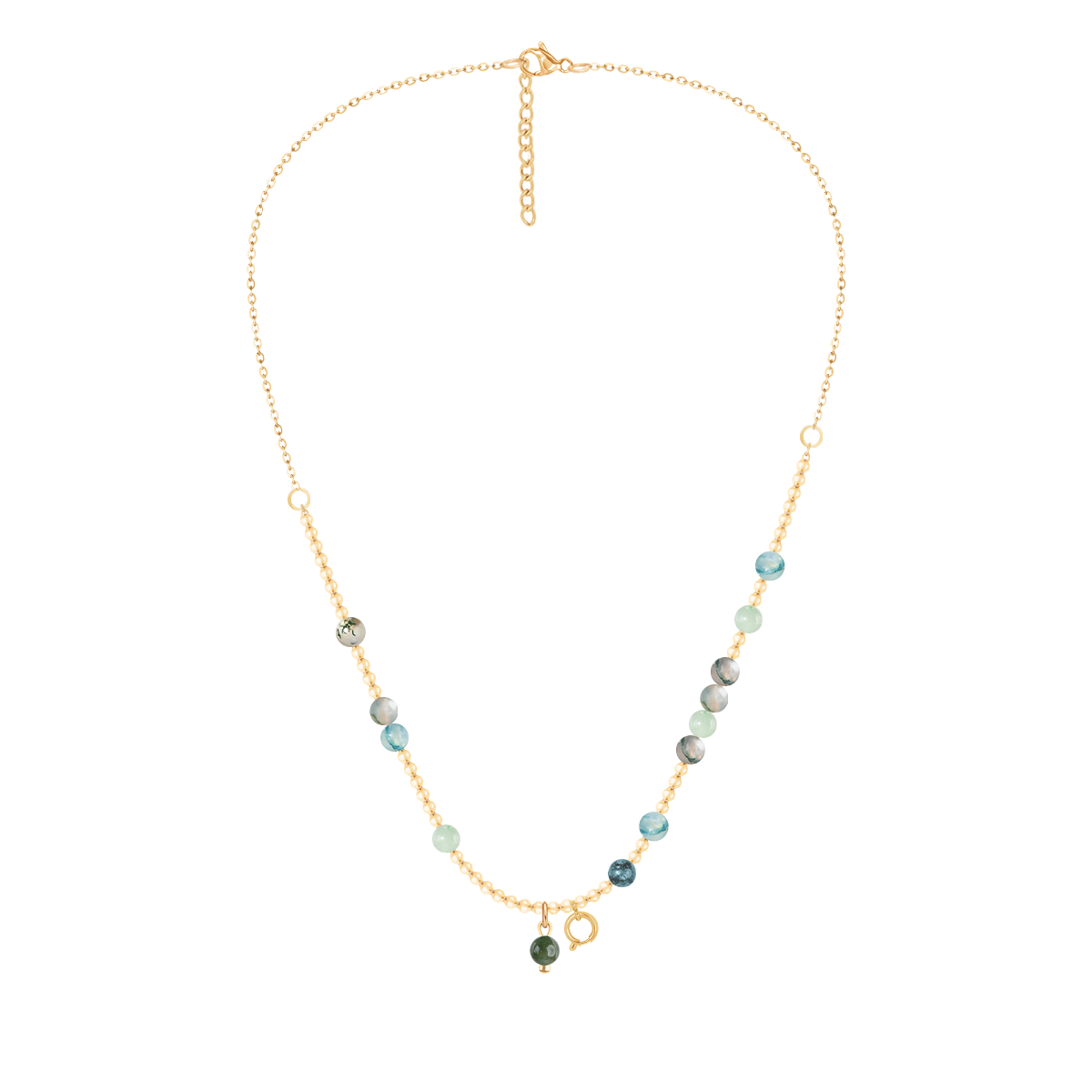 Halskette Planets 41 cm mit Edelsteinen, vergoldet - Trägeransicht