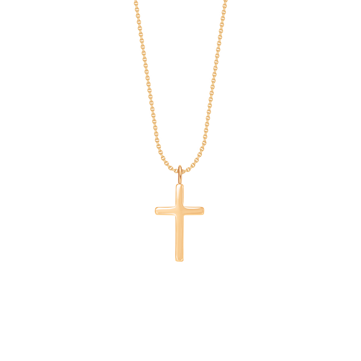 Halskette klassisch mit 2,2 cm Kreuz, vergoldet - Vorderansicht