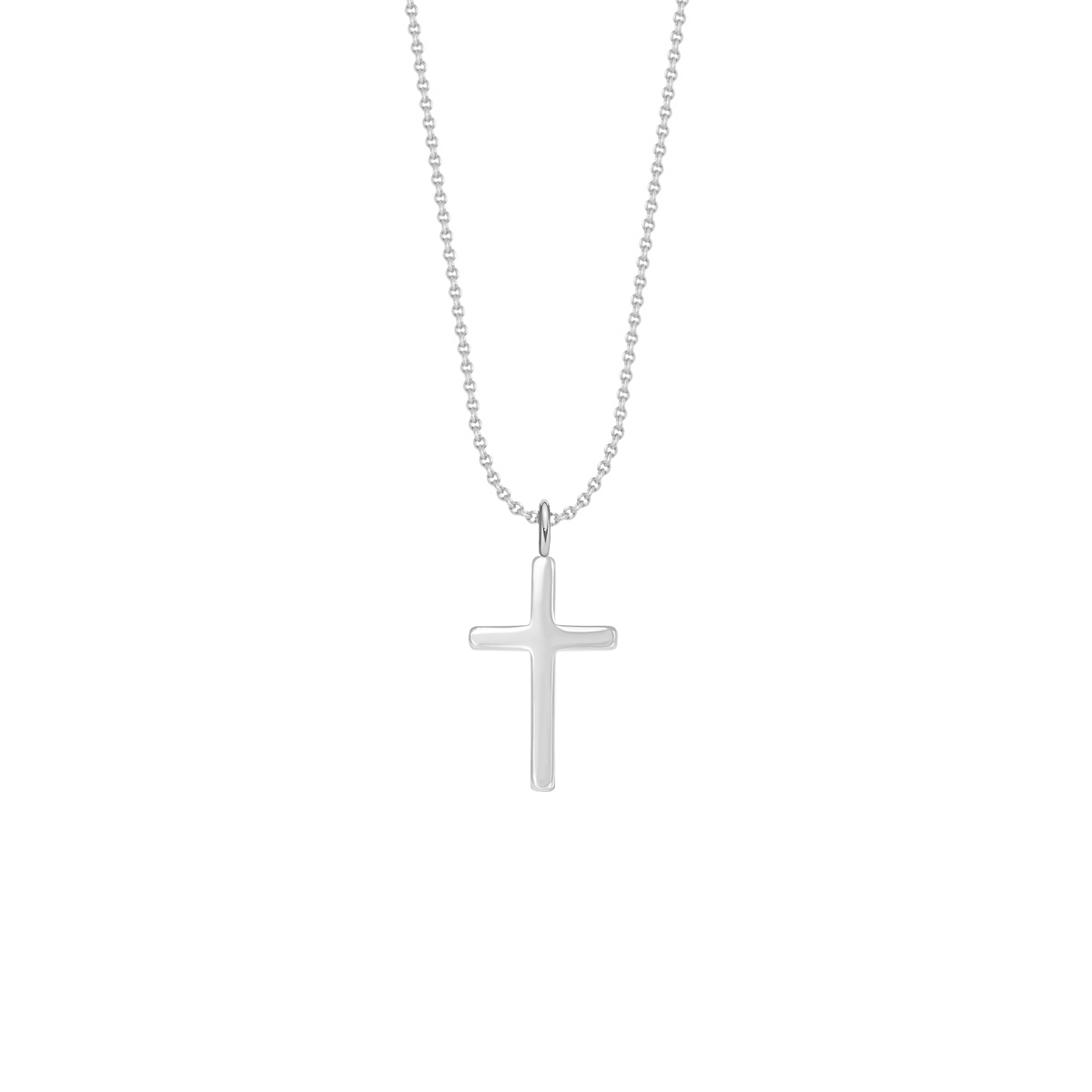 Halskette klassisch mit 2,2 cm Kreuz, versilbert - Vorderansicht