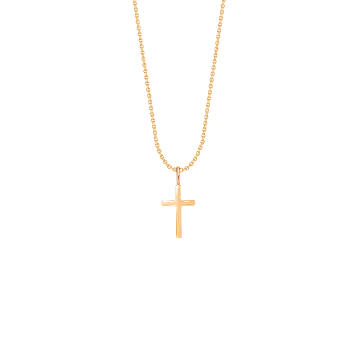 Halskette klassisch mit 1,5 cm Kreuz, vergoldet - Vorderansicht