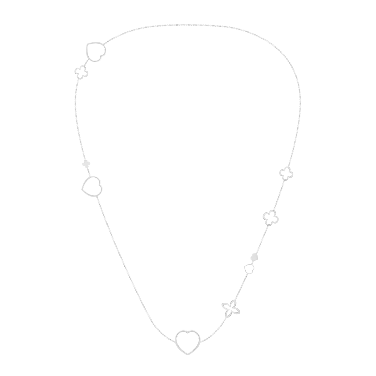 Halskette Icons 119cm, versilbert - Detailansicht