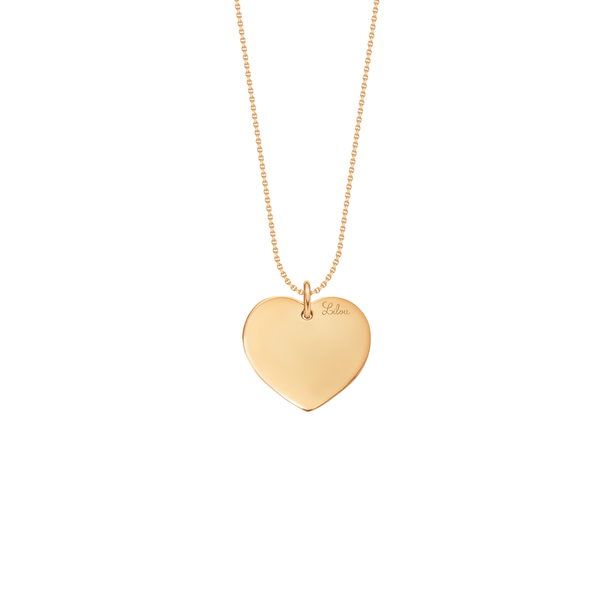 Halskette Faden mit Anhänger Herz 1,5 cm mit rosa Zirkonen, vergoldet - Detailansicht