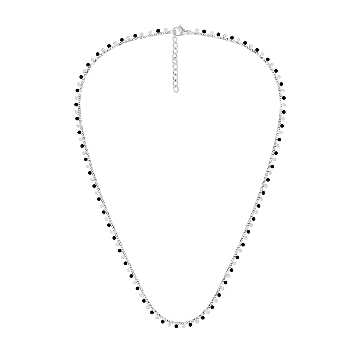 Halskette Sophie mit schwarzer Emaille, versilbert - Detailansicht