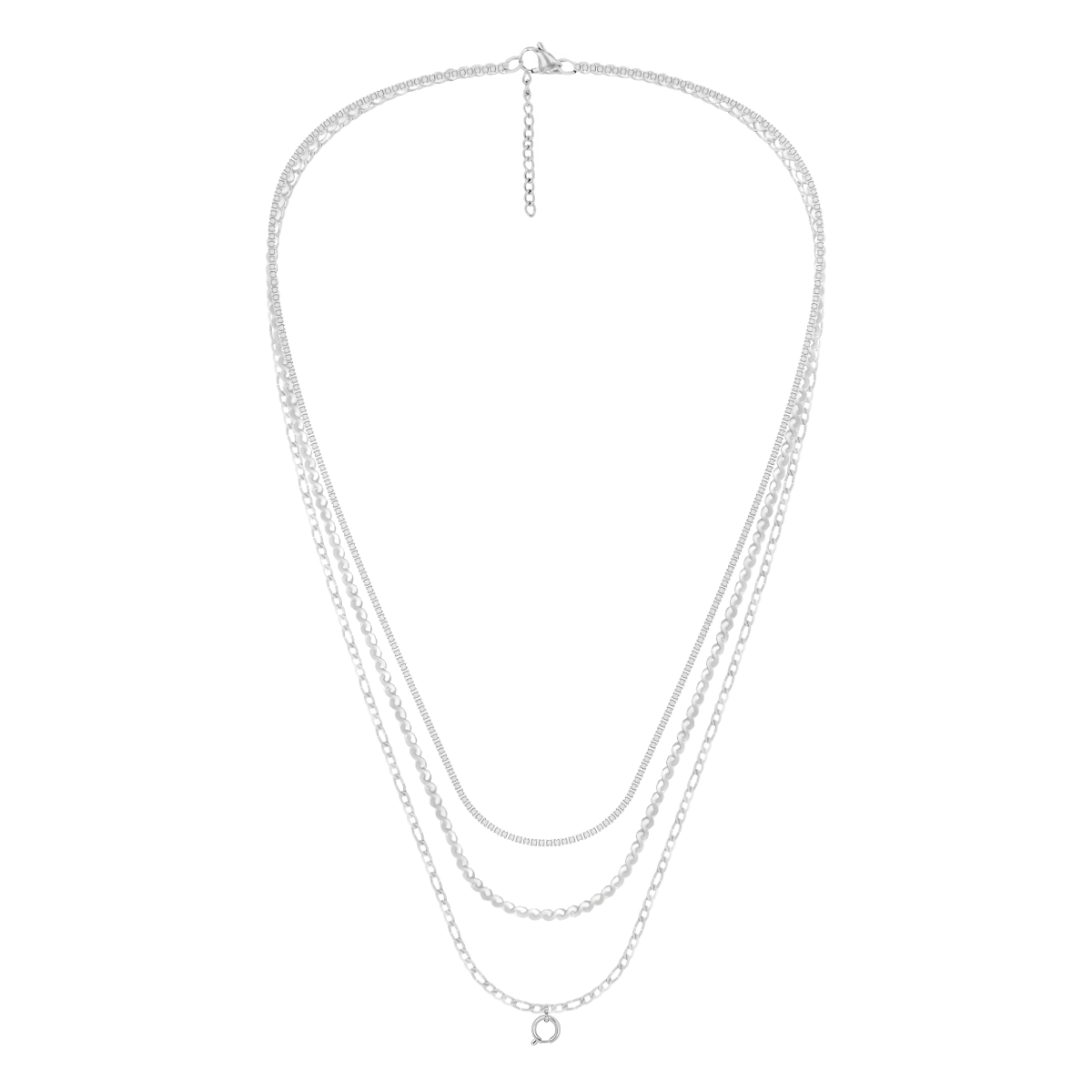 Halskette Multichain versilbert - Detailansicht