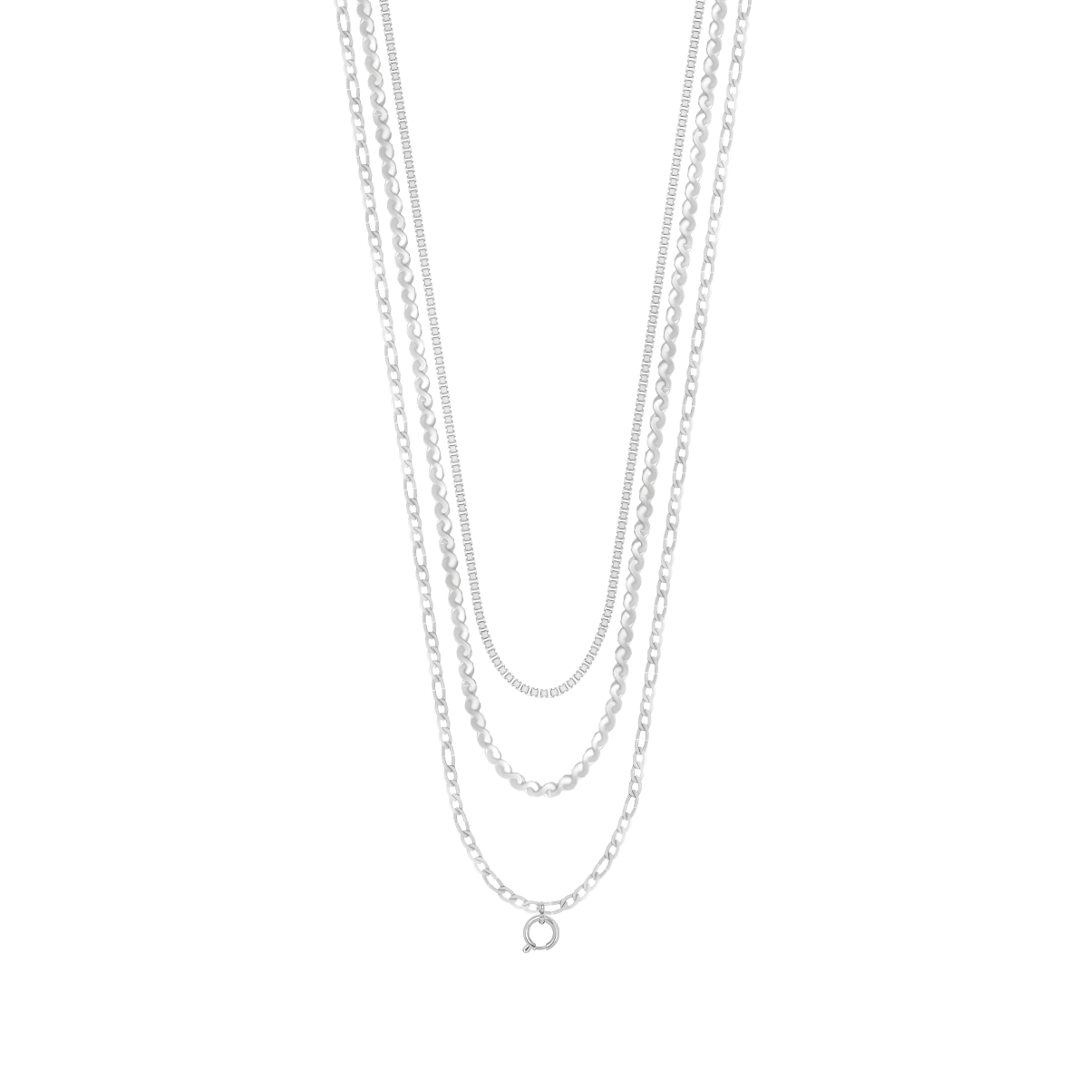 Halskette Multichain versilbert - Vorderansicht