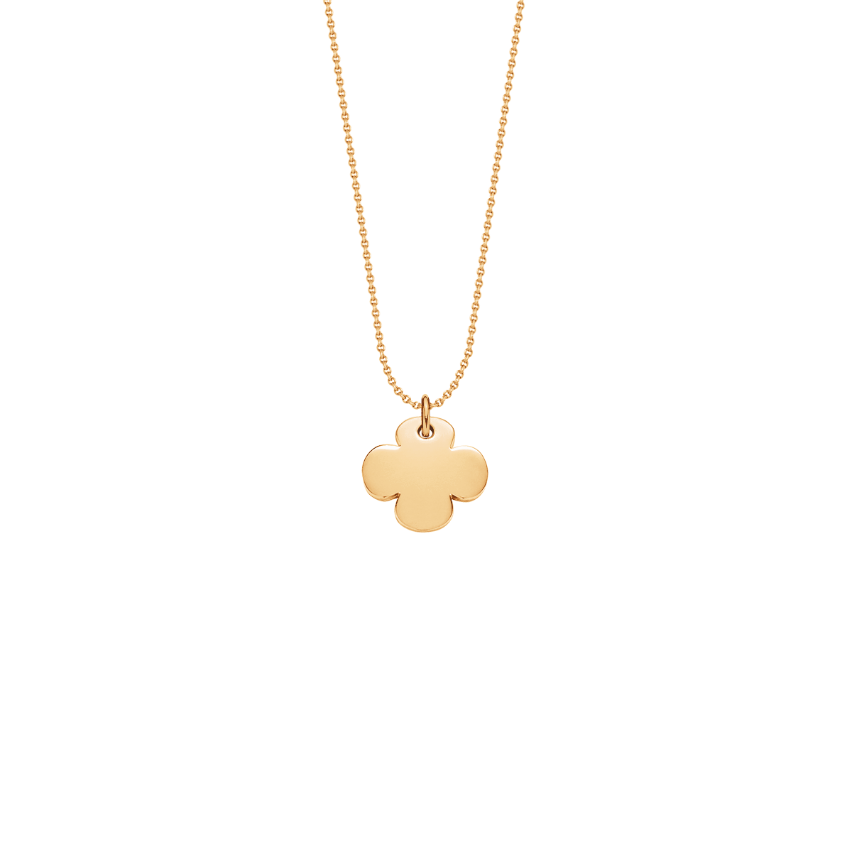 Halskette Faden mit 1 cm runden Kleeblatt vergoldet - Vorderansicht