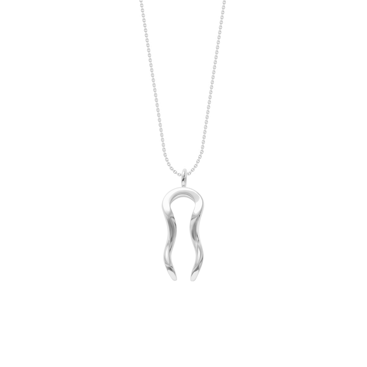 Halskette Faden 40 cm mit versilbertem Steinbock-Anhänger - Detailansicht