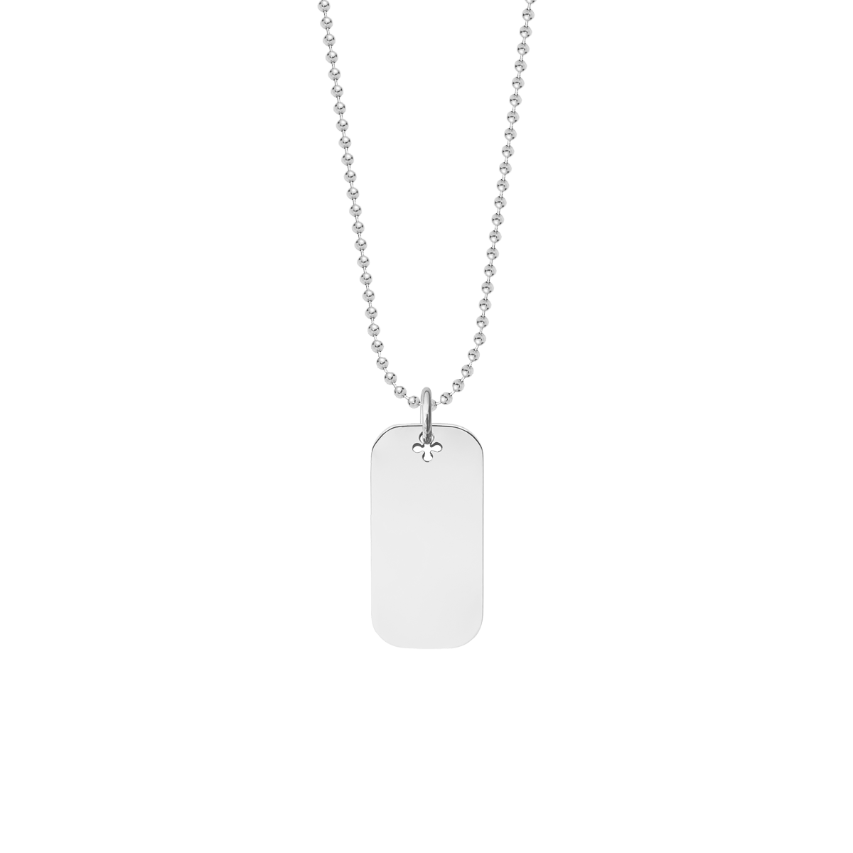 Halskette Kügelchen mit versilbertem 2,4 cm Dog Tag - Vorderansicht