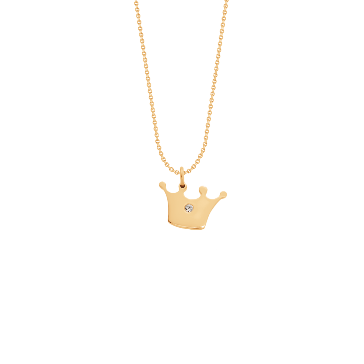 Halskette Klassisch mit vergoldeter Krone mit Zirkonia - Vorderansicht