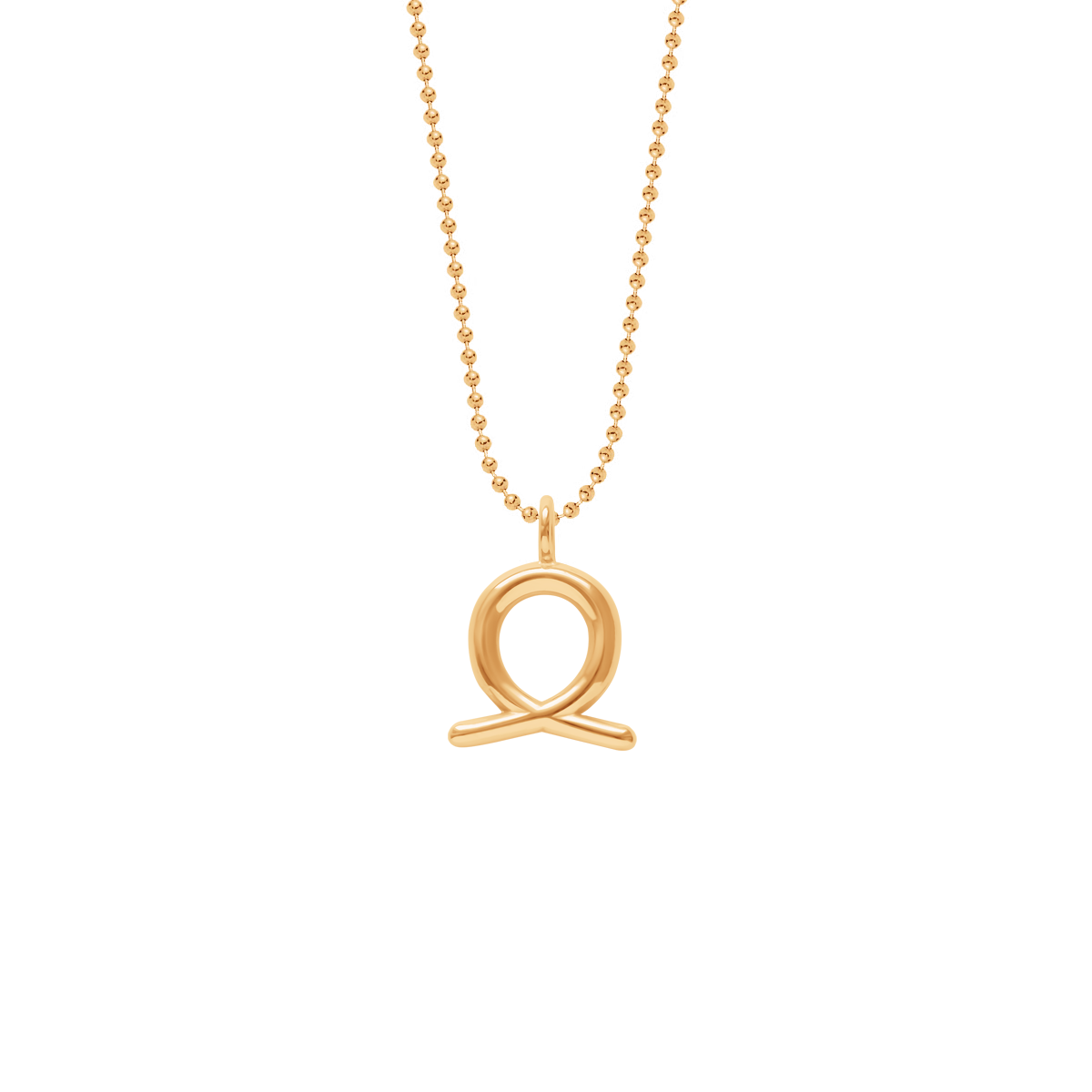 Halskette Kügelchen mit Jungfrau-Anhänger vergoldet - Vorderansicht