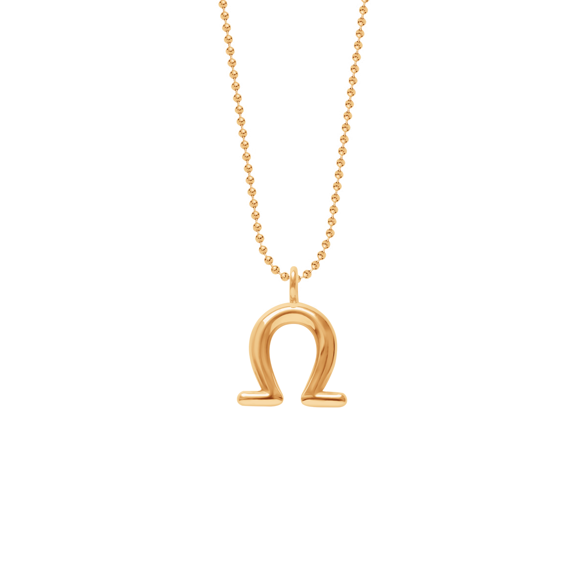 Halskette Kügelchen 40 cm mit Waage-Anhänger vergoldet - Vorderansicht