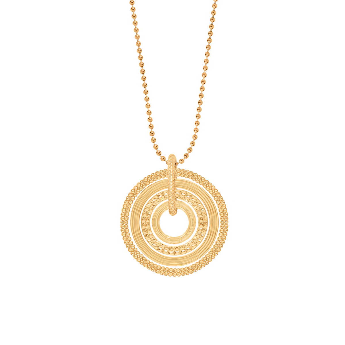 Halskette Kügelchen mit Ethno-Anhänger vergoldet - Vorderansicht