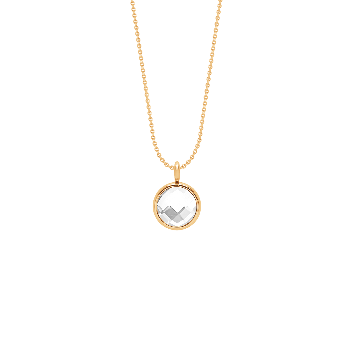 Halskette Klassisch mit weißem Quarz-Anhänger vergoldet - Vorderansicht