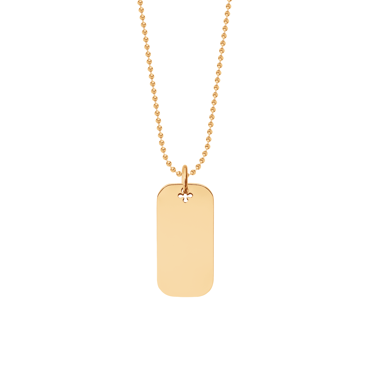 Halskette Kügelchen mit vergoldetem 3 cm Dog Tag - Detailansicht