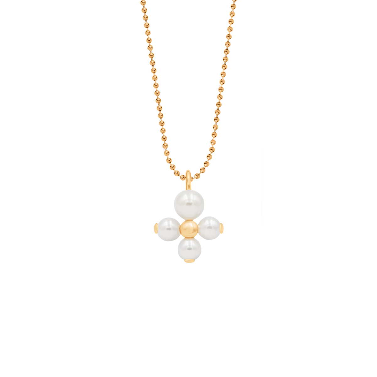 Halskette Kügelchen mit Luck-Anhänger mit Perlenvergoldet - Vorderansicht