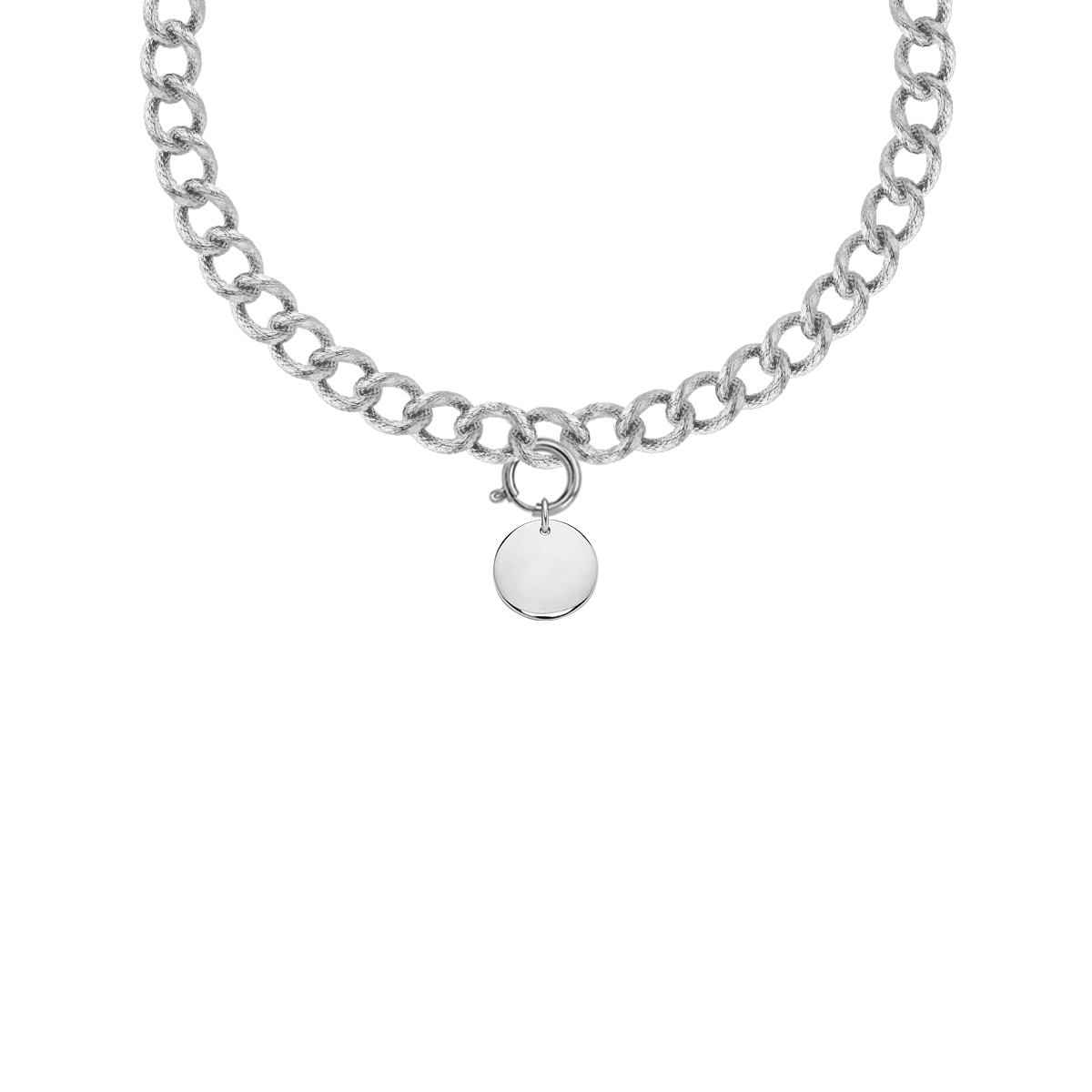 Halskette No.4 mit 1,5 cm Medaillon silber - Vorderansicht