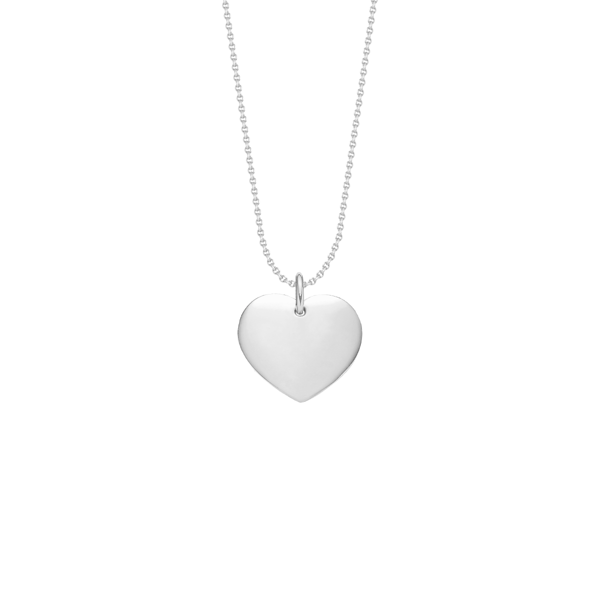 Halskette Klassisch 40 cm mit 1,5 cm Herz silber - Vorderansicht