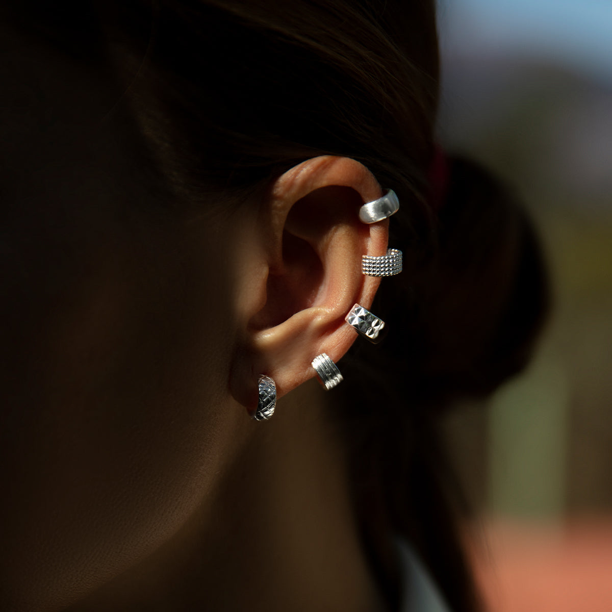 Ear cuff Ehtno Multi links versilbert - Detailansicht