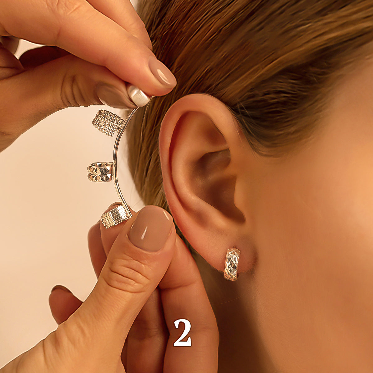 Ear cuff Ethno Multi links vergoldet - Produktbild Lilou