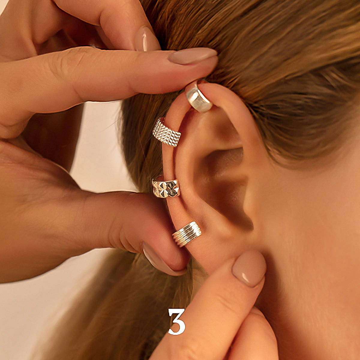 Ear cuff Ethno Multi links vergoldet - weitere Details