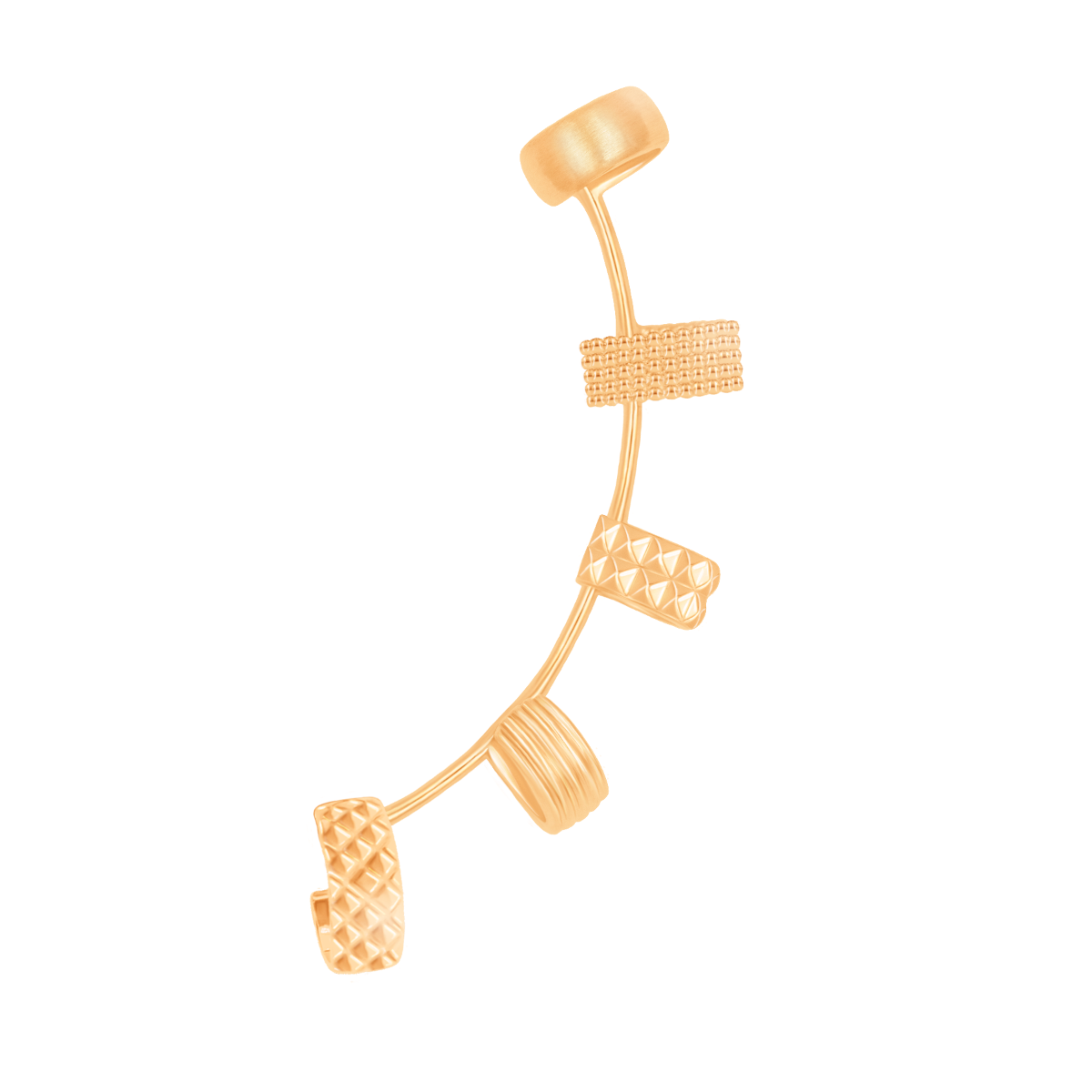 Ear cuff Ethno Multi links vergoldet - Vorderansicht